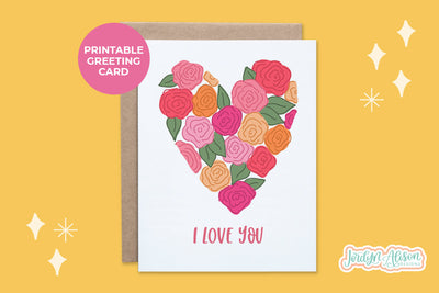 Floral Heart Printable Card