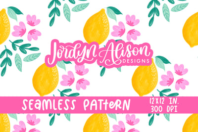 Floral Lemon Simple Seamless Pattern