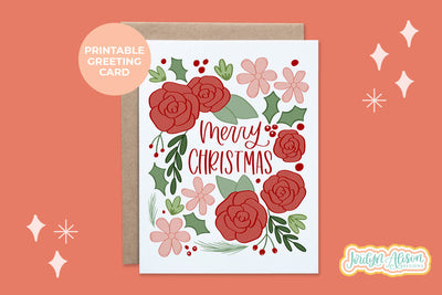 Floral Merry Christmas Printable Card