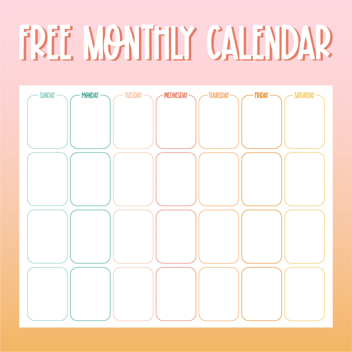 Free Monthly Calendar