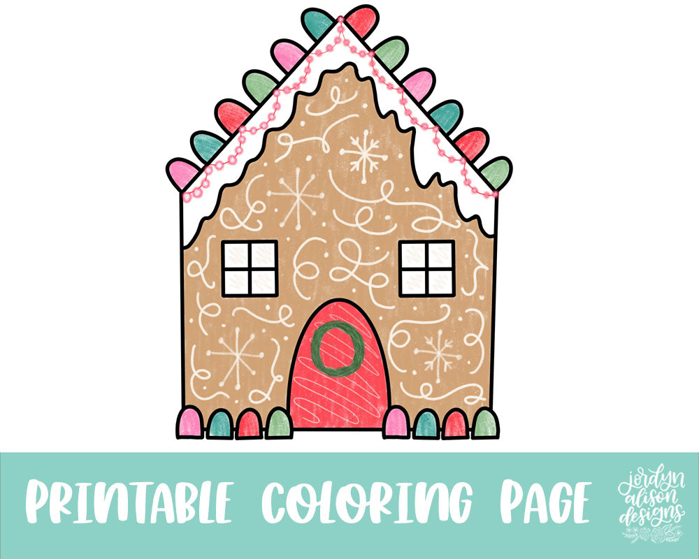 Gingerbread House Coloring Page - JordynAlisonDesigns