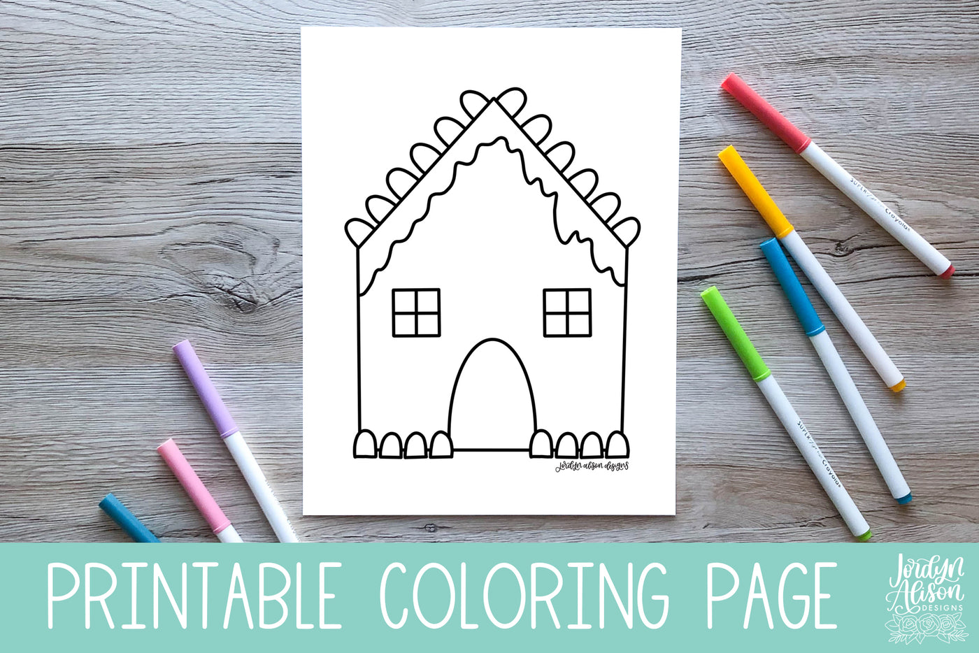 Gingerbread House Coloring Page - JordynAlisonDesigns