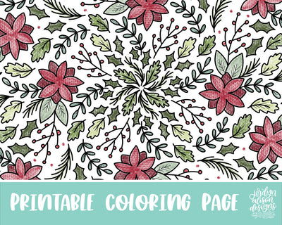 Holiday Floral Coloring Page - JordynAlisonDesigns