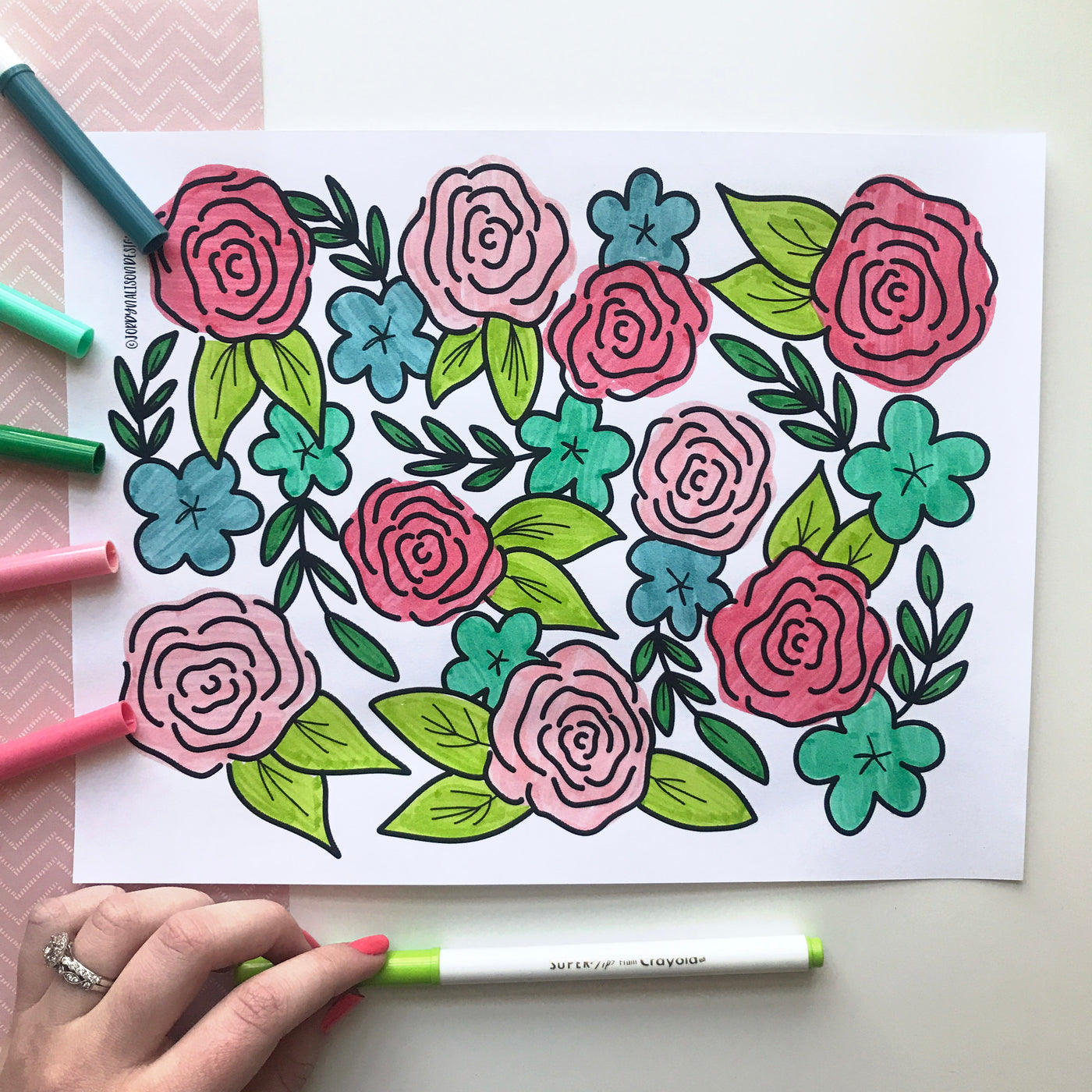 Spring Floral Coloring Page - JordynAlisonDesigns