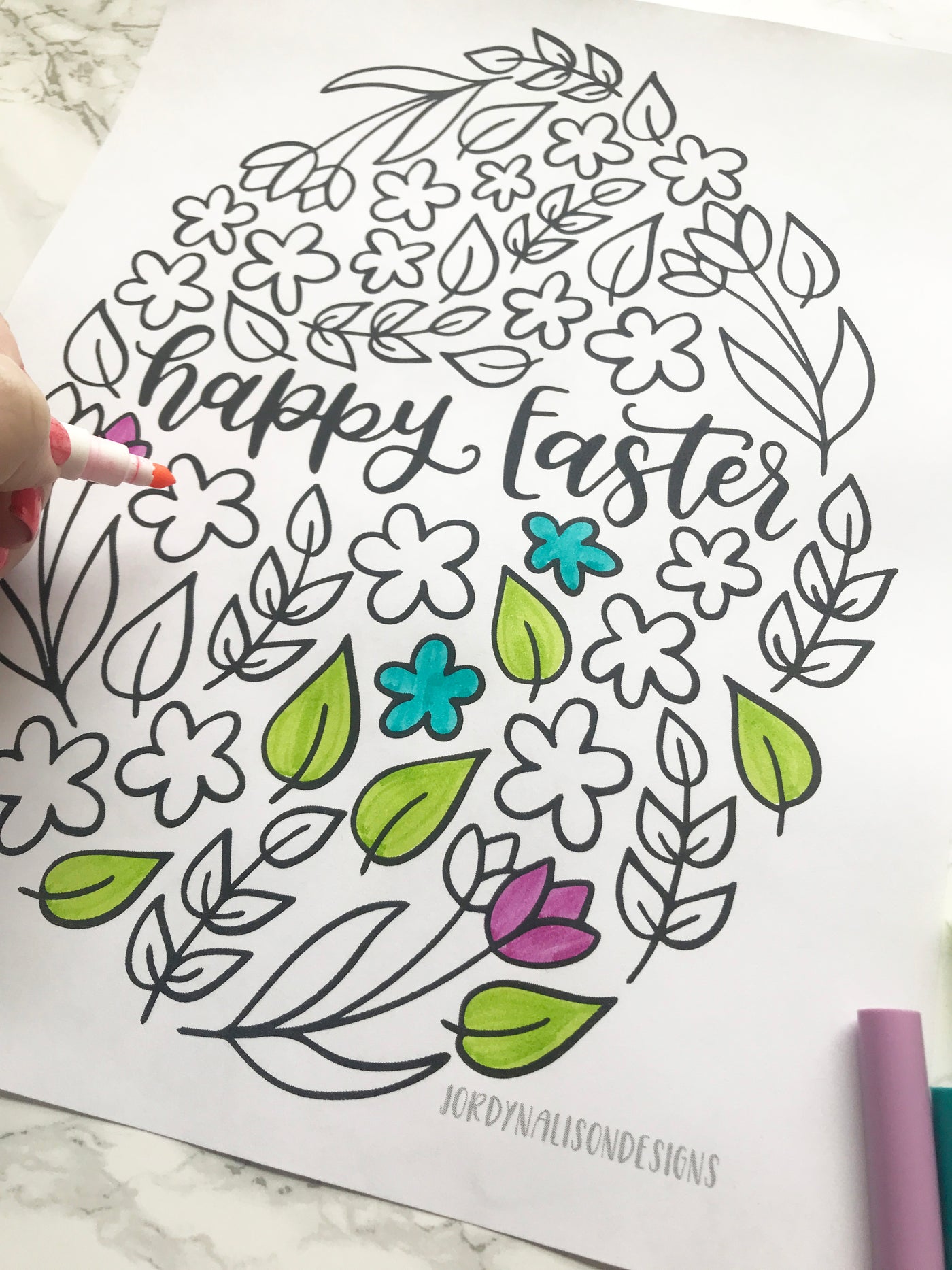 Happy Easter Coloring Page - JordynAlisonDesigns