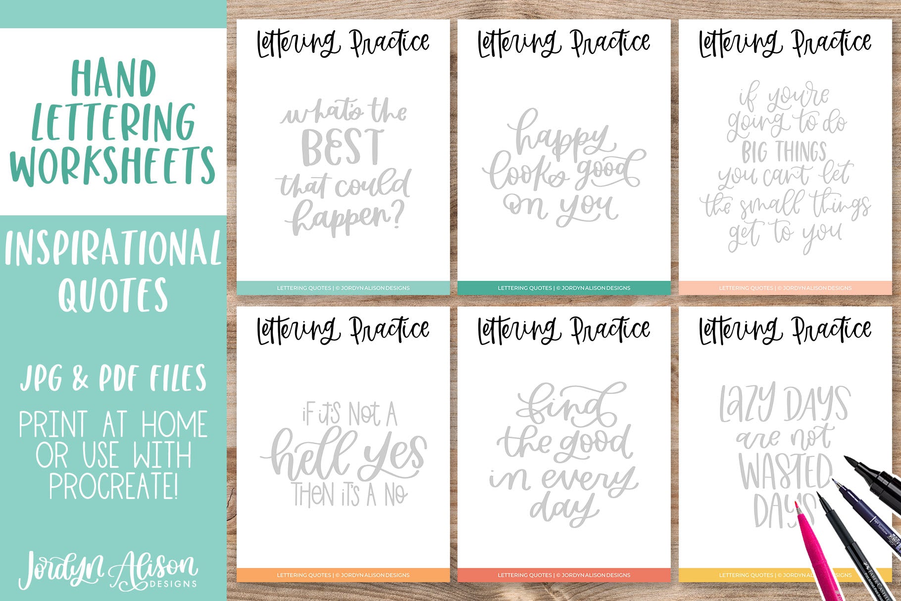 Positivity Quotes | Hand Lettering Practice Worksheets ...