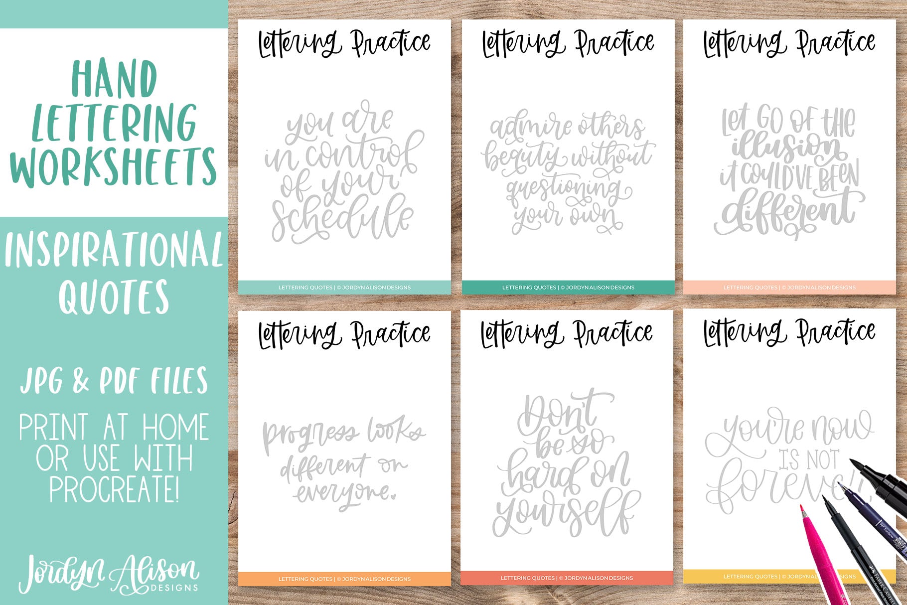 Lettering Quotes | Hand Lettering Practice Worksheet Vol 2