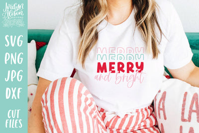 Merry and Bright Stacked SVG