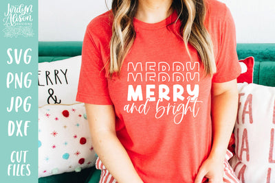 Merry and Bright Stacked SVG