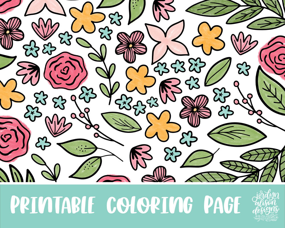 Modern Florals Coloring Page - JordynAlisonDesigns