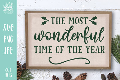 Rectangle frame with handwritten text Most Wonderful Time of Year"