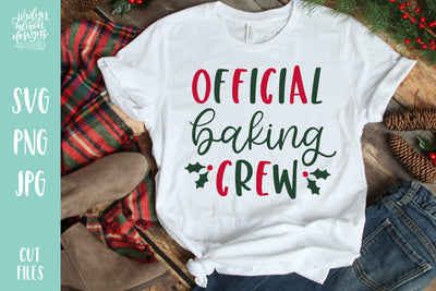 White T-shirt with handwritten text "Official Baking Crew"