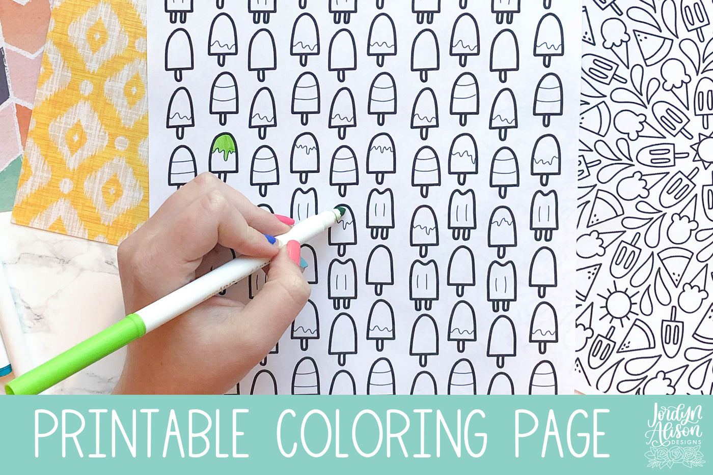Popsicles Coloring Page - JordynAlisonDesigns