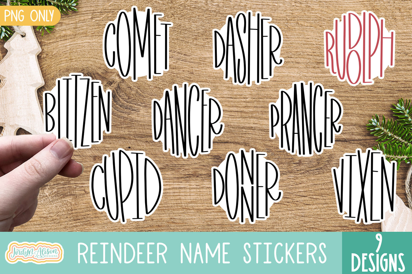 Reindeer Names Sticker Bundle Vol 1