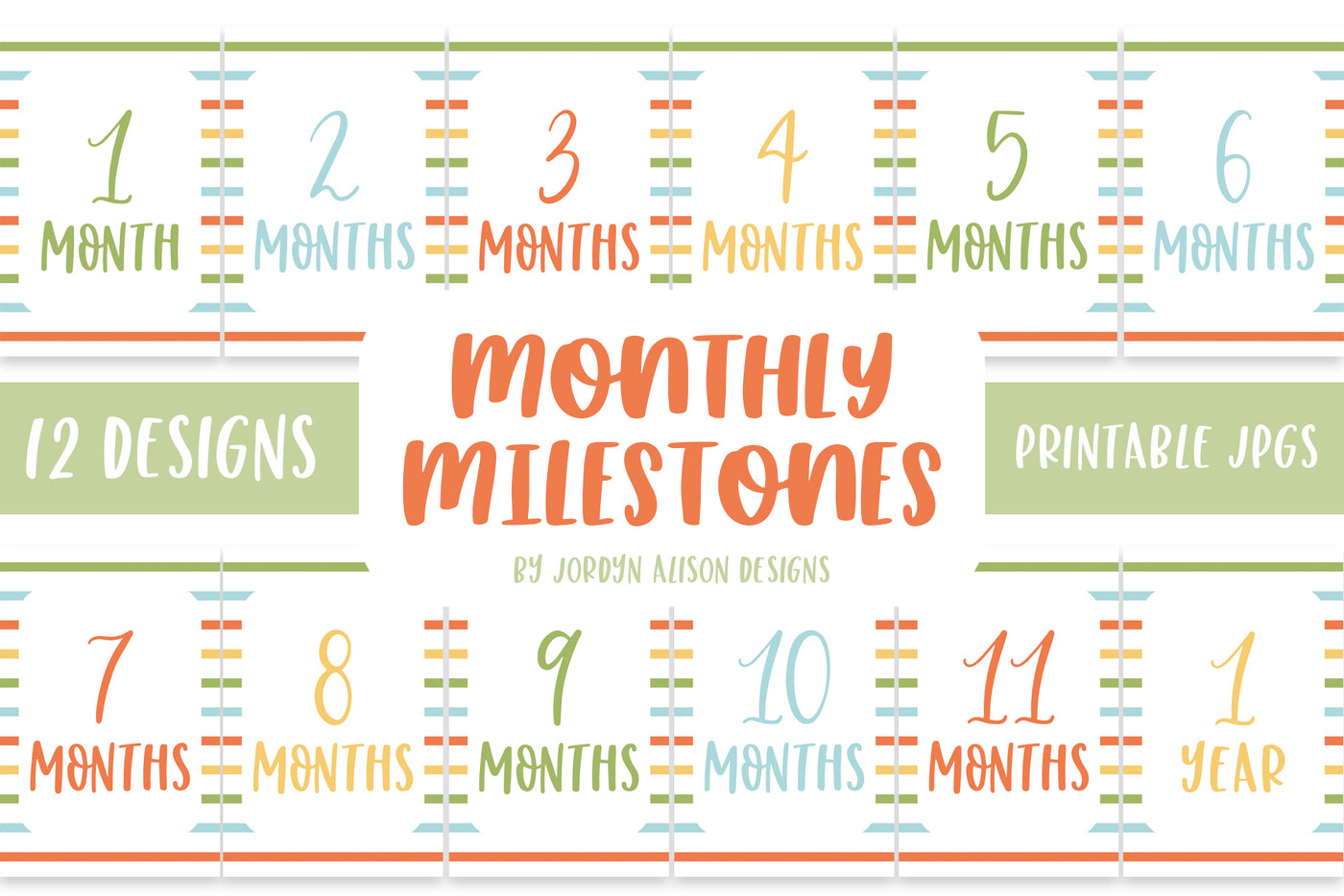 Retro Stripes Monthly Milestones - JordynAlisonDesigns