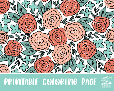 Roses Pattern Coloring Page - JordynAlisonDesigns