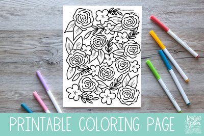 Spring Floral Coloring Page - JordynAlisonDesigns