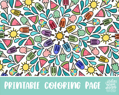 Summer Sweets Coloring Page - JordynAlisonDesigns