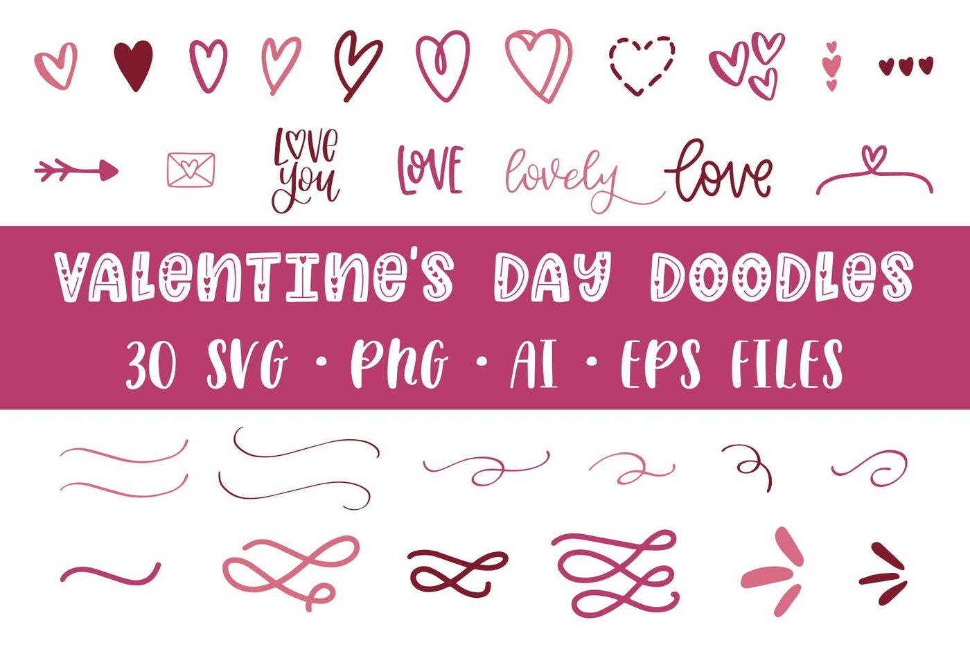 Cut File |30 Valentine Doodles - JordynAlisonDesigns