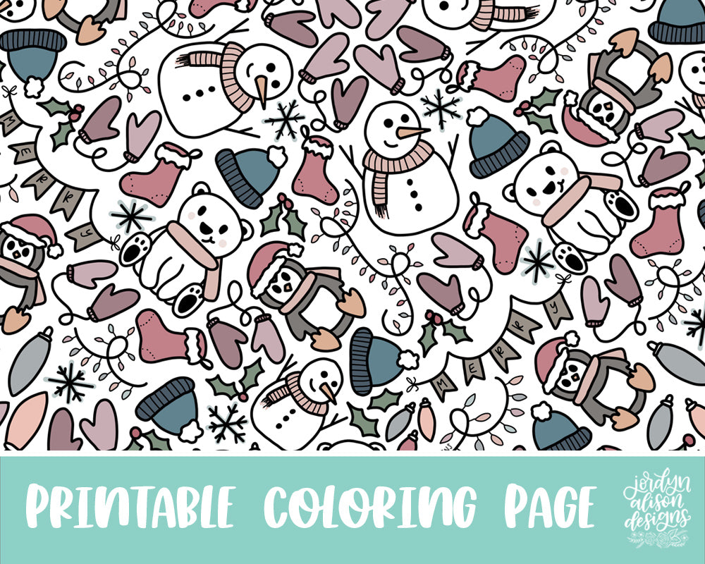 Winter Animals Coloring Page - JordynAlisonDesigns