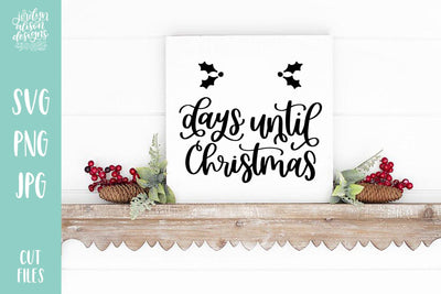 White Square canvas with holly leaves, and text "days until Christmas"