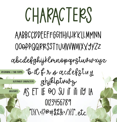 Eucalyptus Spearmint Script Font - JordynAlisonDesigns