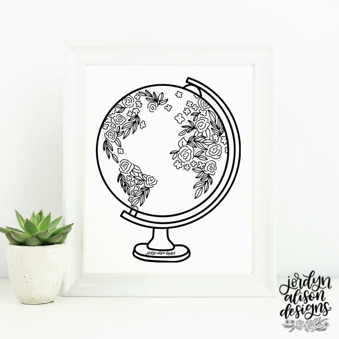 Floral Globe, Instant Download - JordynAlisonDesigns