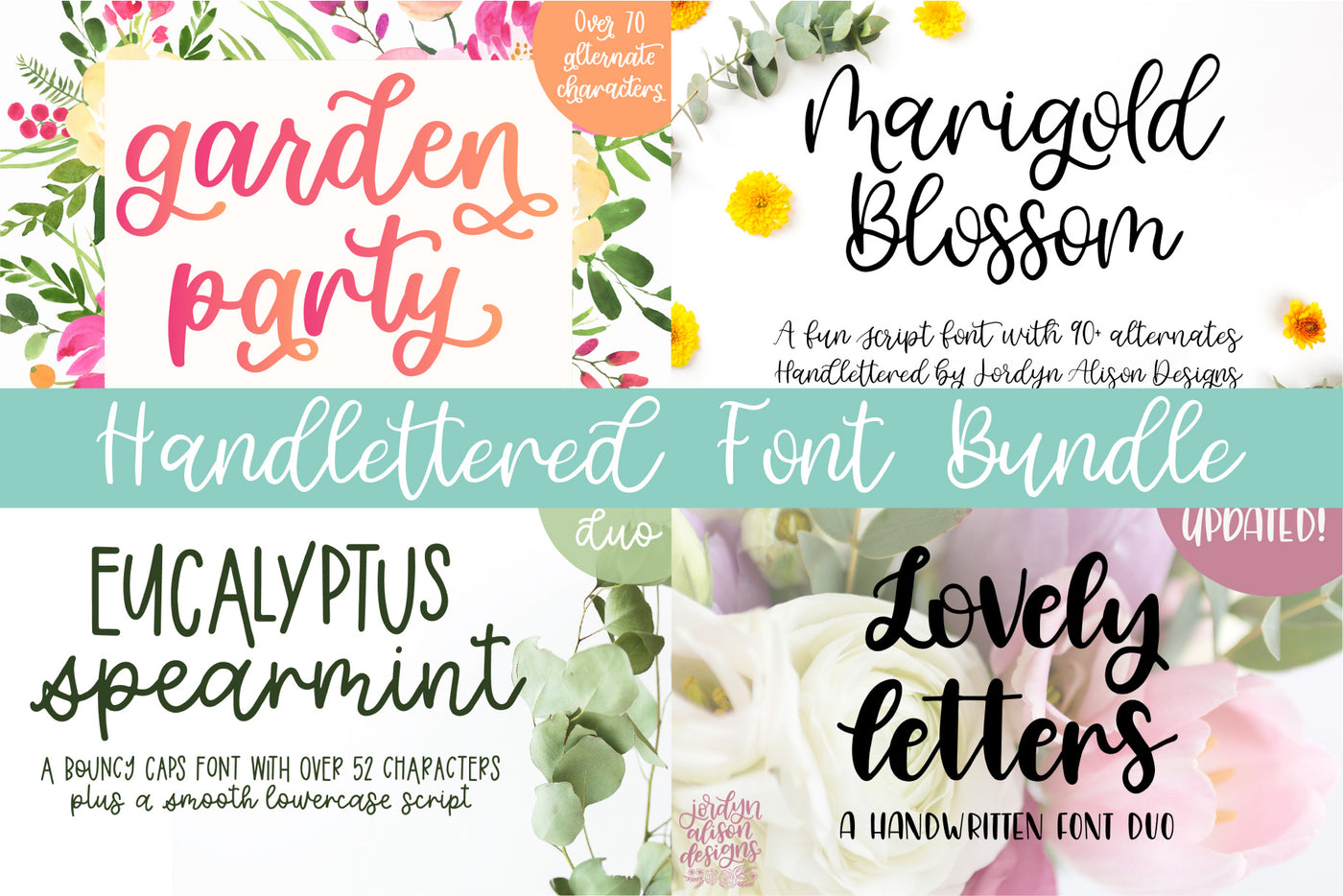 Hand Lettered Script 4 Font Bundle