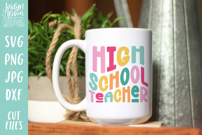 High School Teacher SVG | Wavy Retro Teacher SVG