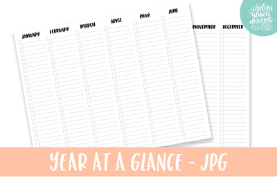 Year at a Glance Calendar
